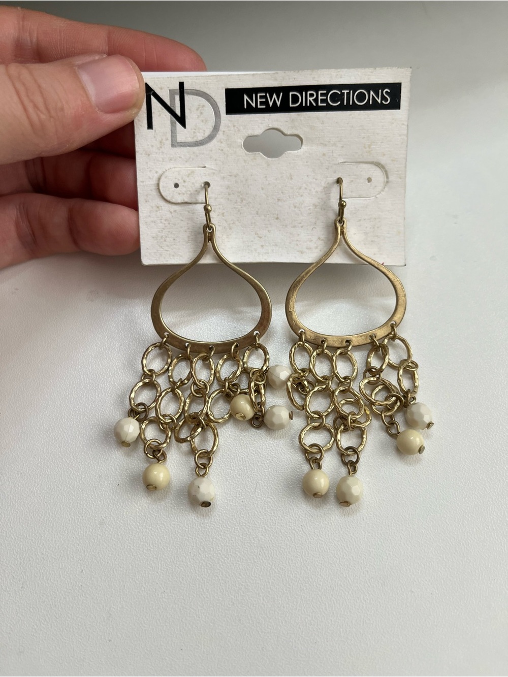 New Gold Teardrop Dangle Earrings by New Directions New With Tags